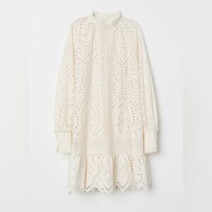H&M Eyelet long sleeve drop waist tunic dress boho medium